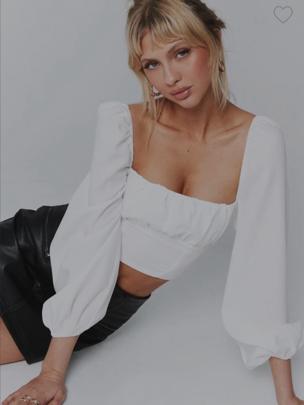 Princess Polly Womens White Puff Sleeve Crop Top Size 8 coquette festival